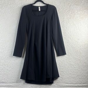 NWOT 24seven Womens Black Long Sleeve Square Neck A-Line Midi Dress PLUS 1X